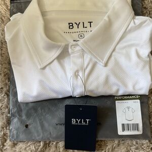 BYLT Basics White Polo Shirt Soft Casual Fabric